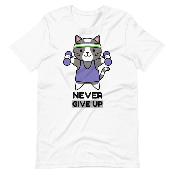 Camiseta Kawaii Gato Never Give Up - Adopta un Animal - Tienda