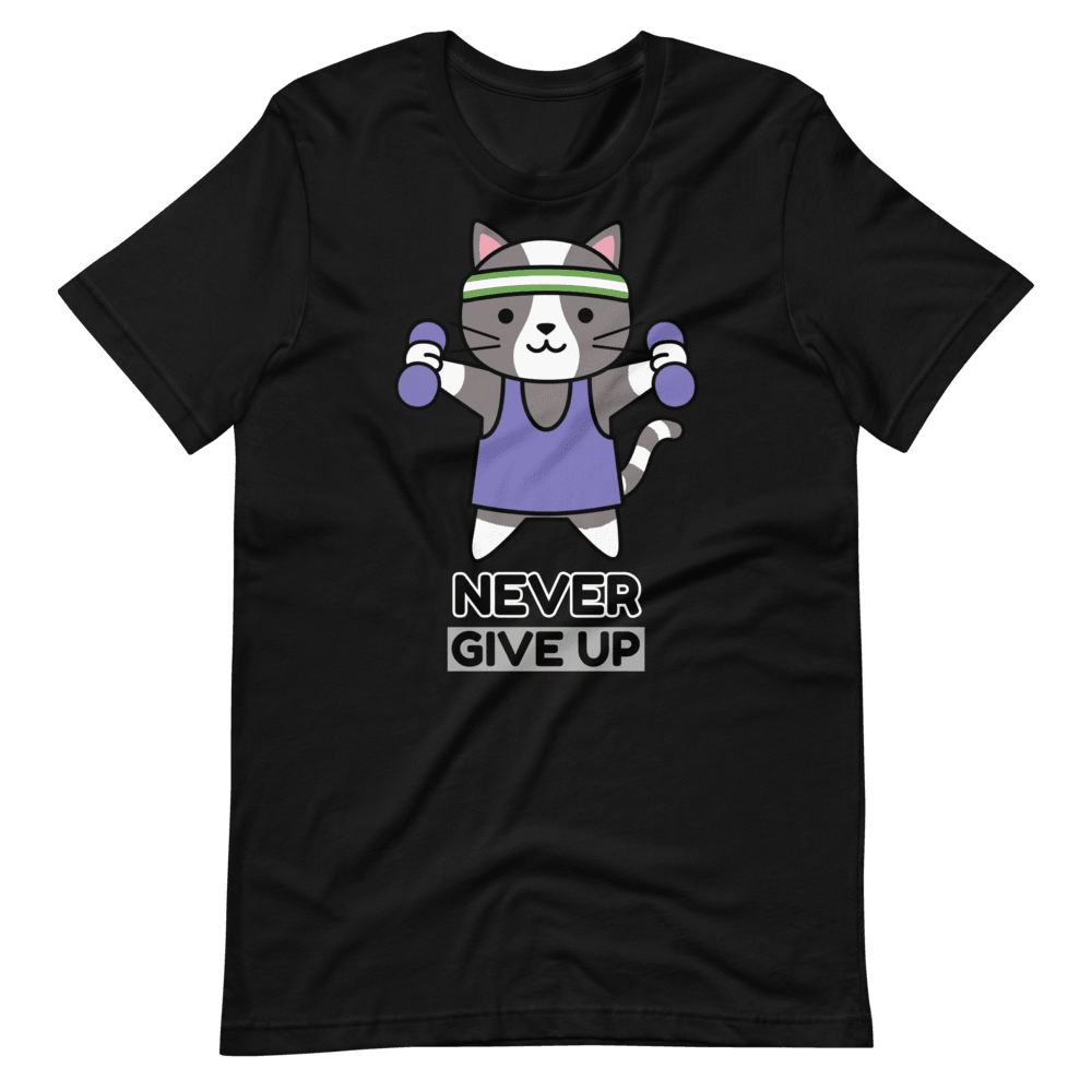 Camiseta Kawaii Gato Never Give Up - Adopta un Animal - Tienda